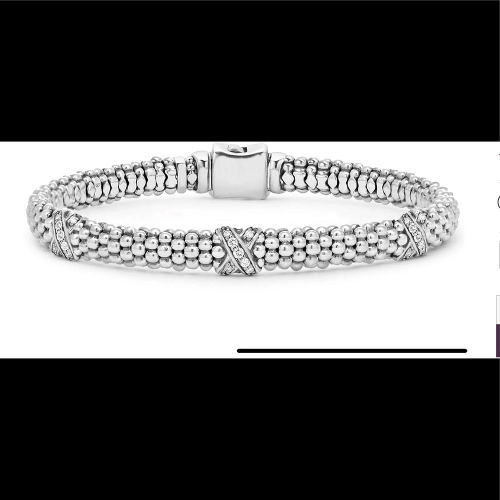 BRAND NEW “Signature Caviar” Triple X Diamond LAGOS Bracelet - Sterling, in bag!